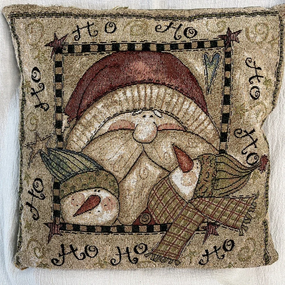 Pat Yuille Christmas 2 Pillows Tapestry Needlepoint Granny Cottage Core Vintage
